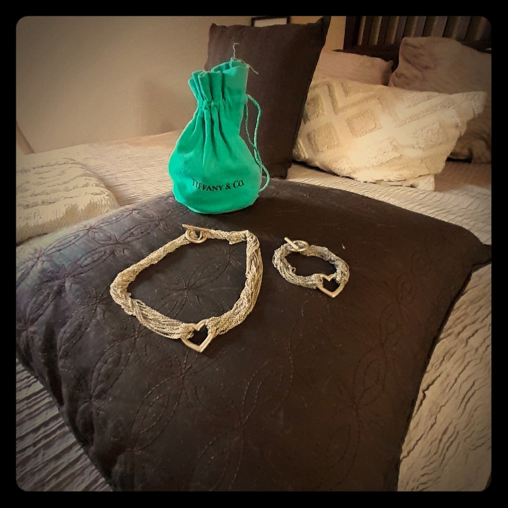 Multistrand heart necklace and multi-strand bracel